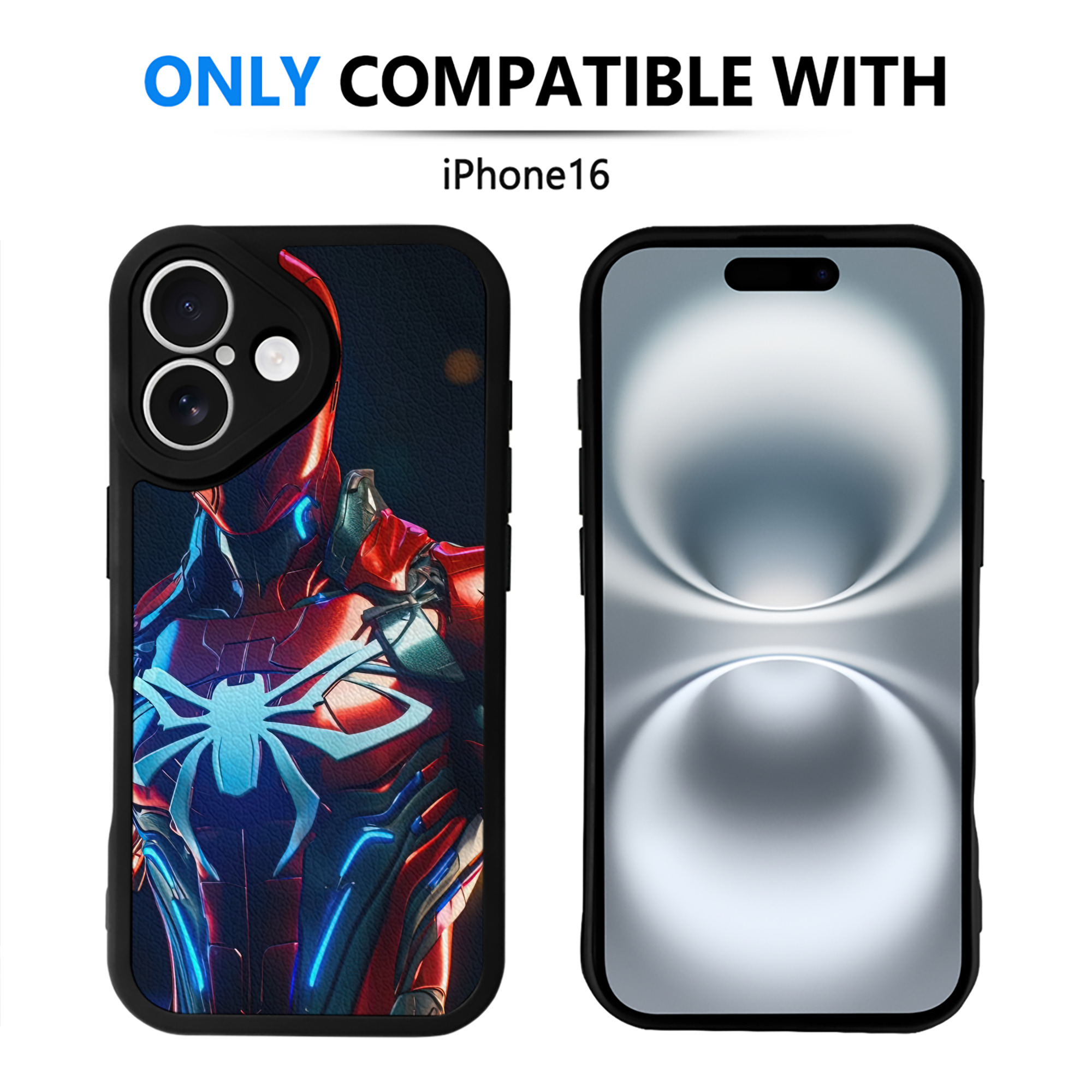 （画像用） Spider Man スパイダーマン 【iPhone 16シリーズ対応】シリコンスマホケース（レザー調） 材質：シリコン